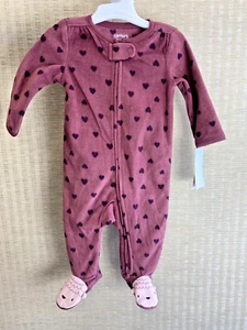 NWT Carters Just One You Fleece Sleeper W/Hearts & Sheep Footies 6 months - Picture 1 of 4