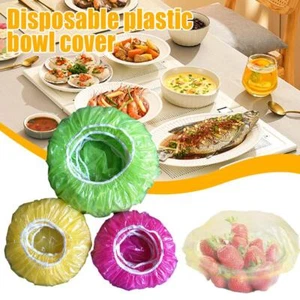 24x Disposable Food Cover Plastic Wrap Elastic Food For Fruit Bowls Cups N1U9 - Picture 1 of 11