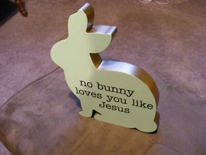 No Bunny Loves You Like Jesus bunny Easter decor KP Designs mint green gold - Picture 1 of 3