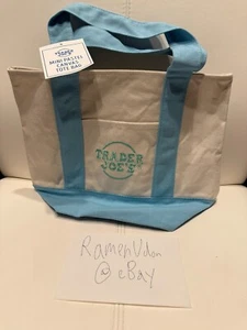 *100% AUTHENTIC* Trader Joe's 2025 Mini Small Tote Bag Spring Pastel Light Blue - Picture 1 of 1