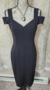 Eliza J Black Dress Women’s Size 6 Open Cold Shoulder Cocktail LBD - Picture 1 of 21