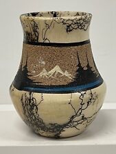 Navajo Indian Native American   Vase Horse Hair Pottery