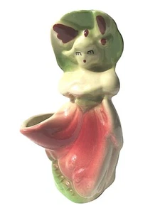 Jarrón vintage Southern Belle dama estatuilla cerámica sombrero grande Shawnee cerámica mini - Imagen 1 de 6