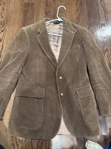 Vintage 70s Kupp BOHO Brown Corduroy 2 Button Blazer Coat Jacket Mens 37R BH - Picture 1 of 7