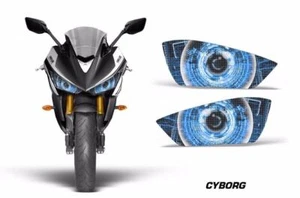 Street Bike Headlight Eye Graphics Kit Decal Cover For Yamaha R3 2015 CYBORG BLU - Picture 1 of 1