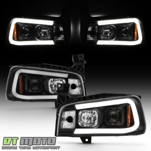 Black 2006-2010 Dodge Charger LED Tube Projector Headlights Headlamp Light 06-10