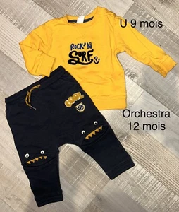Orchestra U 9 / 12 mois bébé garçon : Sweat Jaune Et Pantalon Monstre TBE - Imagen 1 de 1