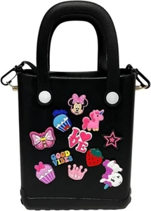 Ladies/Girls Croc Bag with 10 Removable Charms Mini Crossbody Shoulder Handbag - Picture 1 of 20