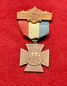 Vintage 1883 U.S. Civil War Womans Relief Corps Maltese Cross Medal Ribbon Badge - Picture 1 of 4