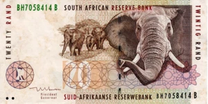 South Africa 20 Rand ND(1999) XF Toned Banknote P-124b Prefix BH Mboweni Sig. - Picture 1 of 2