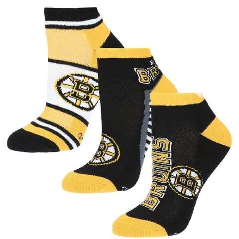 3 Pack Pairs Boston Bruins NHL Men's No Show Socks Black Yellow White Gray Gift Cover