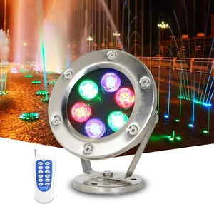 RGB Underwater Pond Light - 12/24V Low Voltage Stainless Rotatable Fountain Ligh - Picture 1 of 12