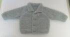 Hand Knitted Baby Jacket with Collar 0-3 Months Grey Fluffy Soft 