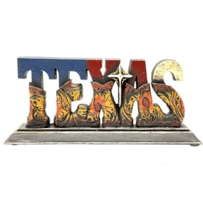 Texas with Cross Desktop 2 3/4 x 5 3/4inch Rustic New Decor Polyresin - Image 1 of 3