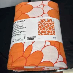 IKEA KRANSMALVA DUVET COVER SET STYLIZED FLORAL ORANGE & WHITE FULL/ QUEEN SIZE - Picture 1 of 3