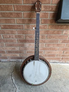 Vintage Remo Weatherking 5 Saiten Banjo braun Teile Reparatur - Bild 1 von 17