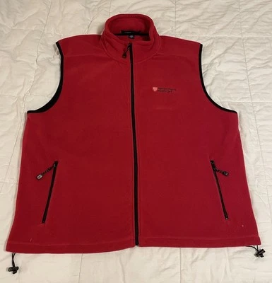 Harvard Pilgrim Healthcare Vest Men’s XXL Red Devon & Jones EUC Zip Fleece - Image 1 of 4