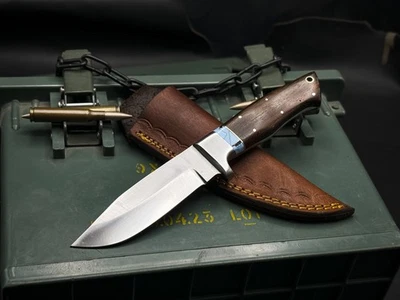 Handmade Carbon Steel Survival Hunting knife Wood Handle, Leather Sheath - Image 1 of 4