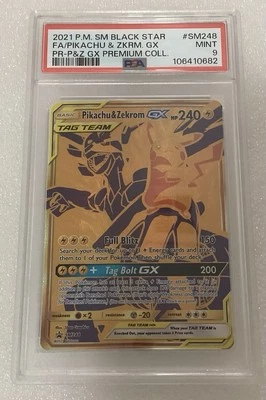 FA/PIKACHU &ZKRM. GX PR-P&Z COLL. POKEMON SM BLACKSTARPROMO 2021 SM248 PSAMINT 9 - Image 1 of 2