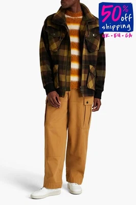 RRP€910 KENZO Flannel Jacket Size M Wool Blend Checked Lined Drawstring - Image 1 of 4