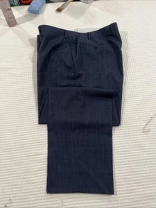 Pantalones de vestir Canali 38 (56 EU) para hombre azul sarga lana frente plano pantalones Italia - Imagen 1 de 12