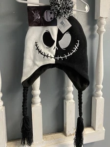 Disney The Nightmare Before Christmas Jack Skellington Beanie Braided Ties NEW - Picture 1 of 4