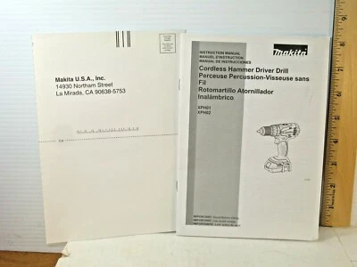 Makita Cordless Hammer Driver Drill Instruction Manual XPH01/XPH02 - Image 1 of 2