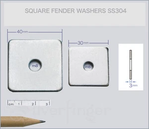 10ct SQUARE WASHERS : SOLID STAINLESS STEEL 30mm 40mm Extra Thick Heavy Hardware - Picture 1 of 6