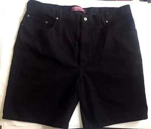 Roundtree & Yorke Mens Shorts Sz 44 Denim Black Rinse 5-Pocket 100% Cotton Loose - Picture 1 of 10