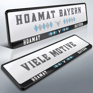 2 Kennzeichenhalter | FREISTAAT BAYERN 04 | Hoamat blau weiß | BY | DHL-Versand - Bild 1 von 8