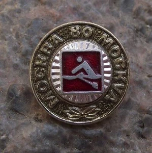 1980 Moscow Russia Olympic Games Rowing Sculls Official Rower in Boat Pin Badge - Picture 1 of 4