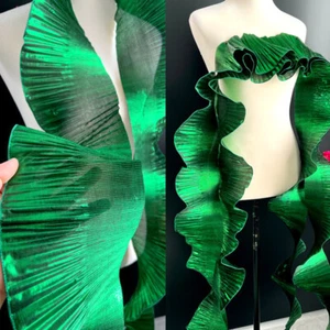 2Yards Organza Ruffled Fabric Pleated Trim Metallic Tulle Edging Sewing Trim - Picture 1 of 26