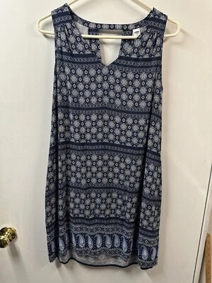 Vestido sin mangas Old Navy para mujer mediano azul marino estampado cachemir con cuello en V Foto 1 de 4