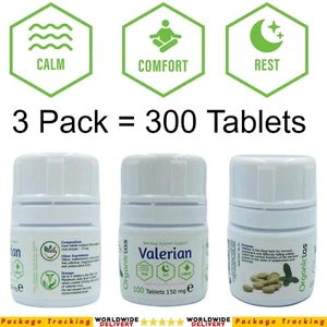 NATURAL Valerian 300 Tablets 75mg Calming Sleeping Aid Insomia Anxiety Support - Picture 1 of 5