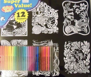 Velvet Fun Coloring Art 12 Pack with Markers ~ Animal Playtime (Young Fun) - Picture 1 of 3