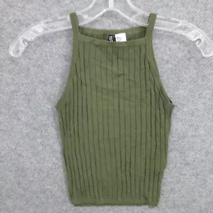 Divided by H&M Women Blouse Size XS Green Pullover Square Neck Stripe Sleeveless - Picture 1 of 10