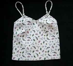AMERICAN RETRO neoprene cami top cowboy cactus fun bangbang new cream size S - Picture 1 of 7