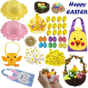 Easter Bonnet Decoration Kit Chicks Hats Bucket Daises Nest Eggs Craft Supplies - Picture 1 of 88
