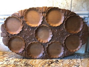 Vintage Hand Carved Wooden Tray Tapas Beverages Trinkets 20" x 12" - Picture 1 of 8