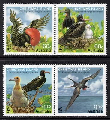 CHRISTMAS ISLAND 2010 (WWF) ENDANGERED SPECIES, "FRIGATEBIRD" SET MNH - Image 1 of 2