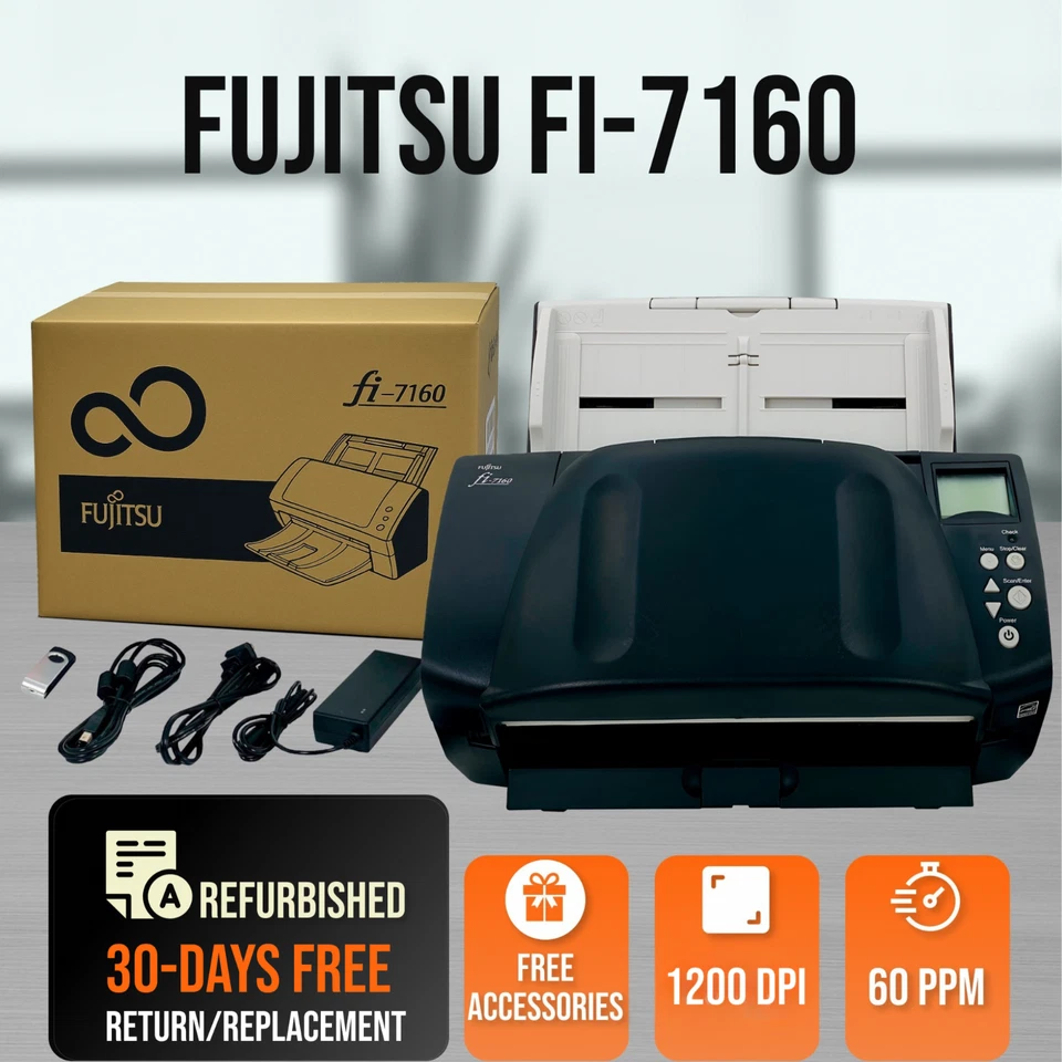 ✅Fujitsu FI-7160 Duplex PA03670-B085 Document Scanner FULL PACKAGE IN BOX⚡️ - Image 1 of 4