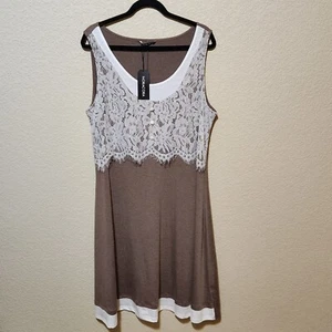 CottageCore NoraCora Women Crochet Lace Sleeveless Maxi Dress Size 3XL White/Tan - Picture 1 of 6