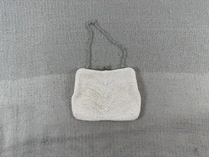 Vintage Hand Beaded & Satin Seed Pearls Purse Evening/Cocktail/Wedding Bag Japan - Picture 1 of 8