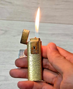 Rabbit Head by PLAYBOY lighter Model Barked Gold no 2700 Butanne Flint Roller - Picture 1 of 6
