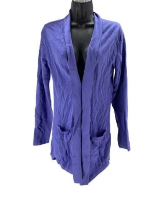Isaac Mizrahi Live! Cárdigan suéter cuello chal con bolsillos púrpura Foto 1 de 2
