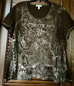 Plus Size 3X from Dressbarn - Embellished, Graphic TEE - "CHOCOLAT" THEME - Picture 1 of 5