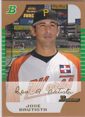 Tarjeta de novato JOSE BAUTISTA RC Bowman dorada 2005 selección del draft Blue Jays ¡inserto $$! Foto 1 de 2