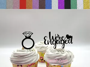 We`re Engaged cupcake toppers , Engagement Table Decoration , Food Picks 12pcs - Picture 1 of 2