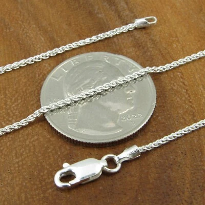 Collar para mujer cadena italiana de plata de ley 925 maciza de 1,4 mm con cadena de espiga/trigo Foto 1 de 4