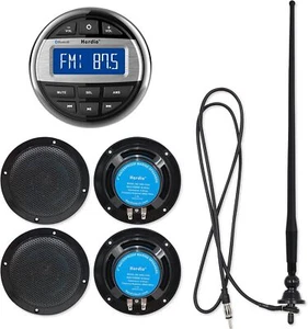 Receptor Bluetooth Herdio Marine + Altavoces Impermeables de 4" (2 Pares) + Antena - Imagen 1 de 14